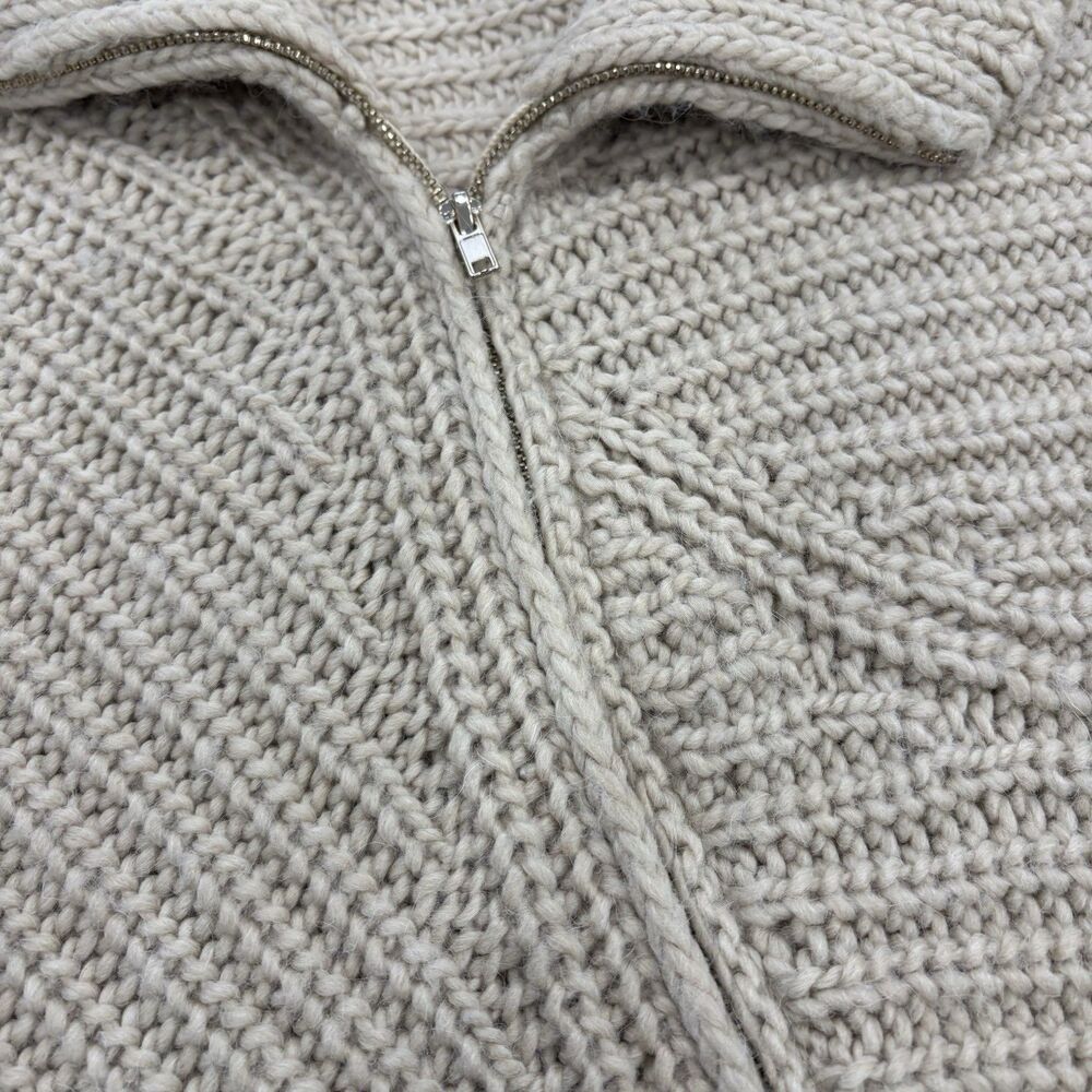 Stefanel Knit Poncho Womens Size XS S Wool Alpaca Blend Italian Yarn Cream Zip - Picture 4 of 6